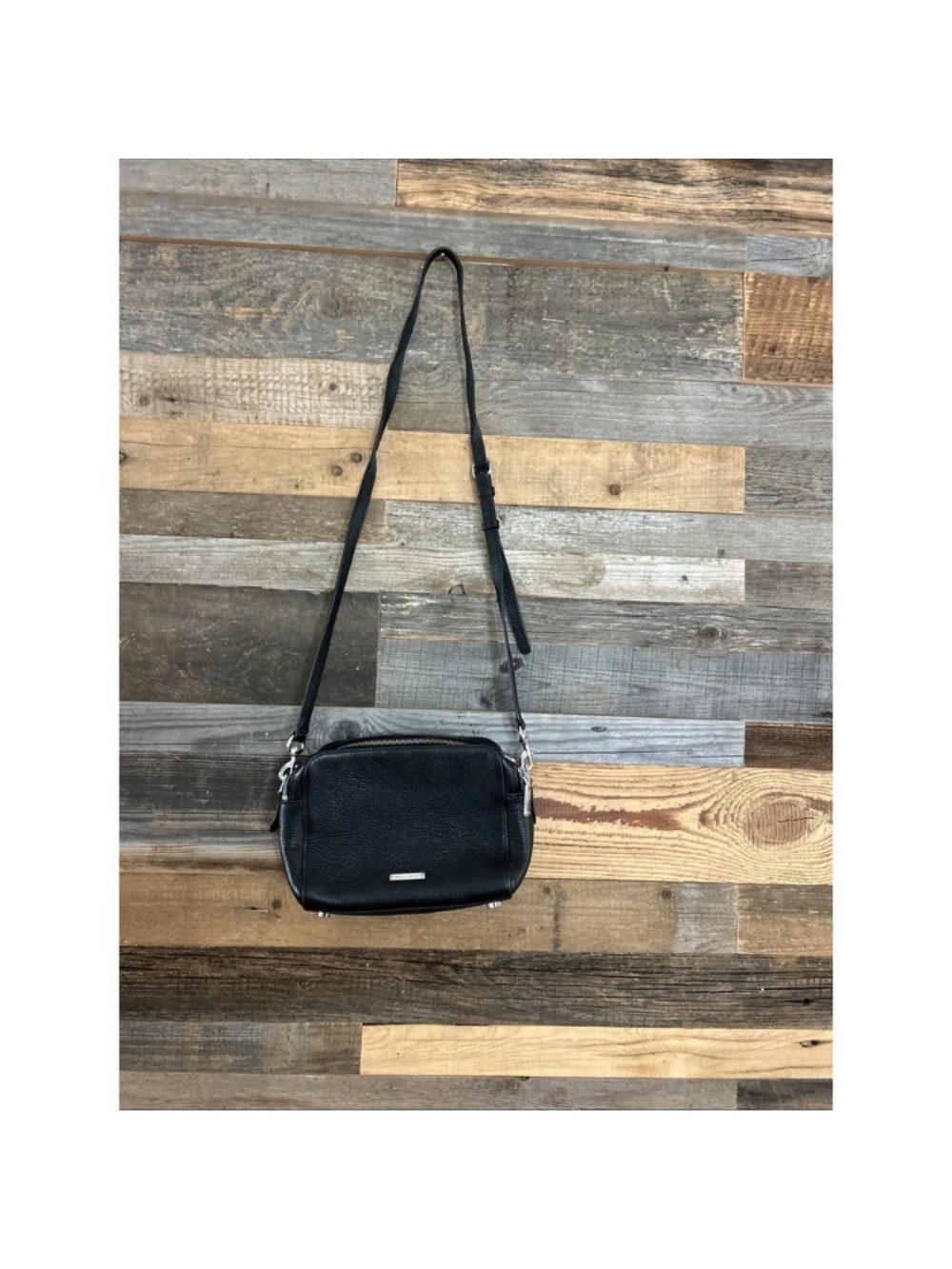 Black Leather Crossbody Bag - Unbranded
